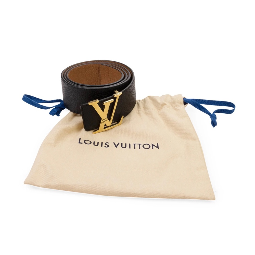 Louis Vuitton Black & Tan Reversible Initials 40MM Leather Belt Size 95